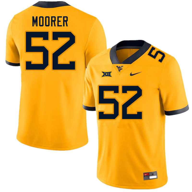 Men #52 Parker Moorer West Virginia Mountaineers College Football Jerseys Sale-Gold